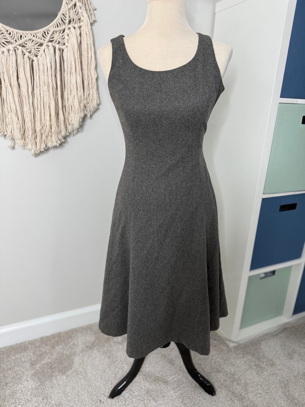 Ralph Lauren Women's Gray Classic Staple Wool Cashmere Fit and Flare Dress 2